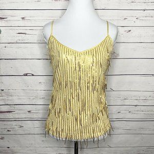 NWT Zeagoo Gold Dripping Sequins Camisole Tank Top Sleeveless Blouse Size Large